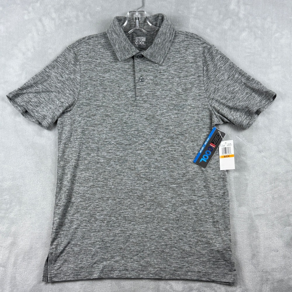 NWT 32 Degrees Cool Men's Stretch Polo Shirt Charcoal Gray Space Dye Size Small‎